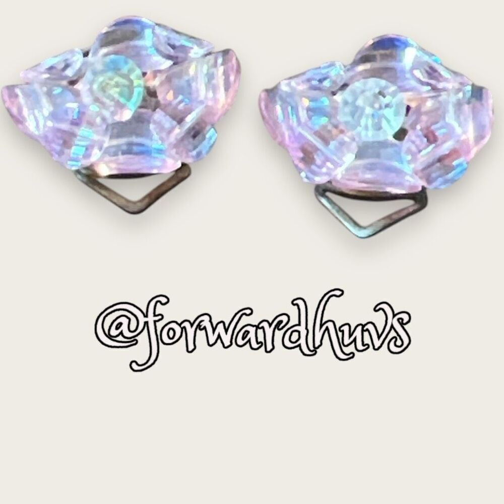 Vintage Pink & Clear Glass Bead Clip-on Non-pierced Earrings